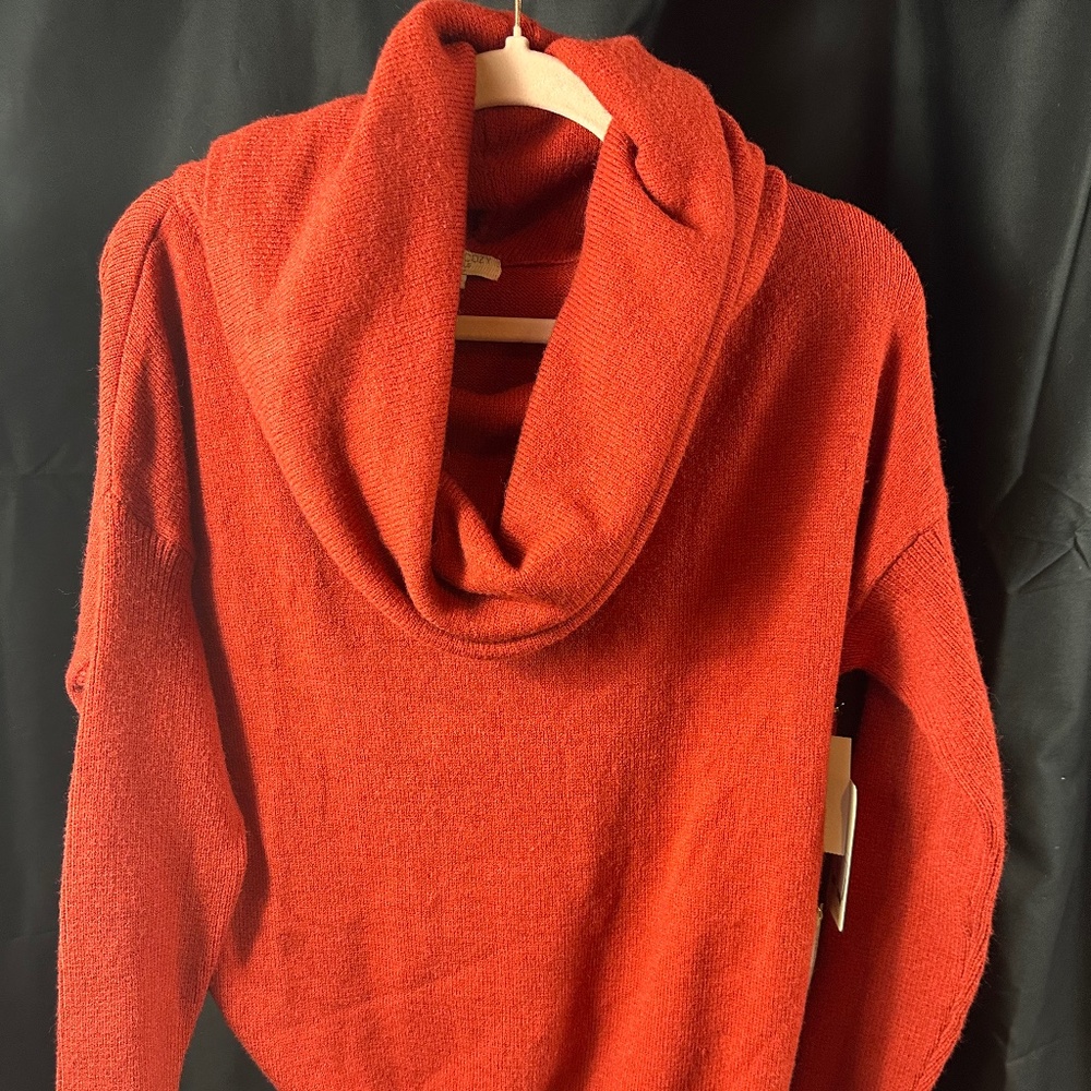 Burnt orange cowl neck sweater